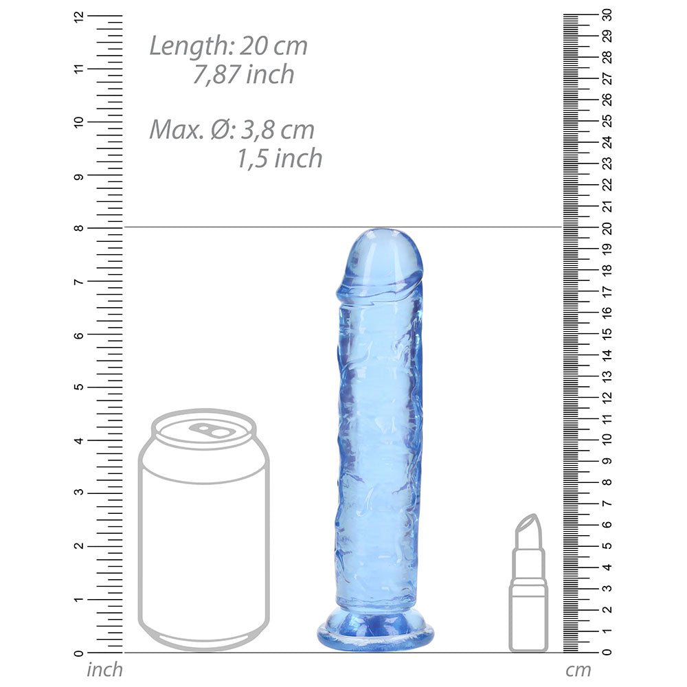 RealRock Crystal Clear Straight 7 in. Dildo Without Balls Blue - Image 7