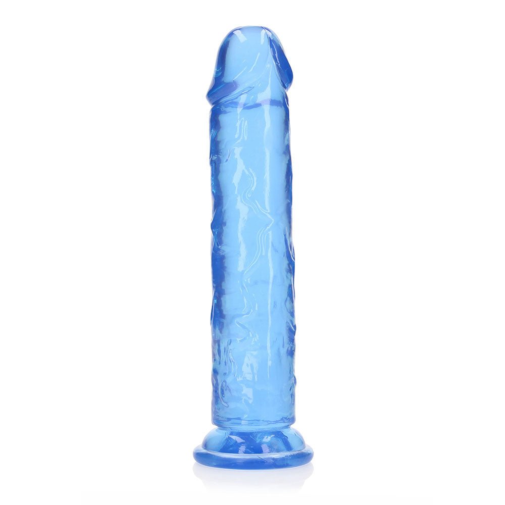 RealRock Crystal Clear Straight 10 in. Dildo Without Balls Blue - Image 2