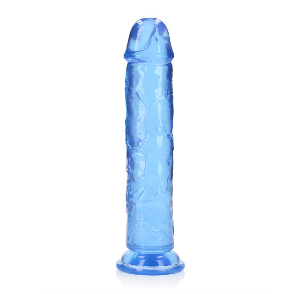 RealRock Crystal Clear Straight 10 in. Dildo Without Balls Blue - Image 3