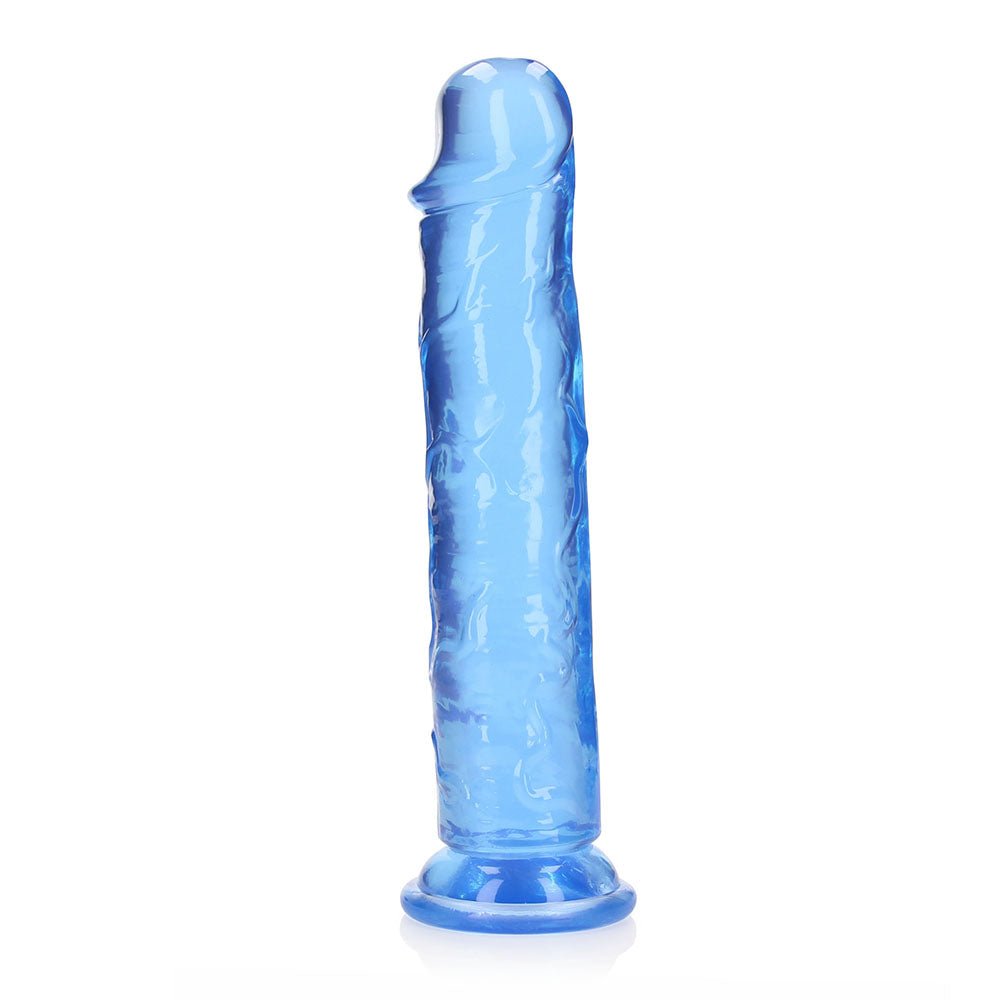 RealRock Crystal Clear Straight 10 in. Dildo Without Balls Blue - Image 4