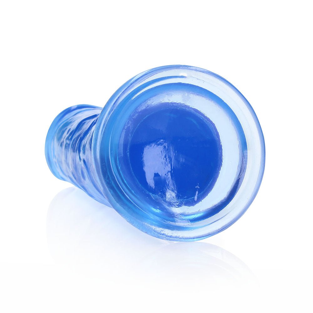 RealRock Crystal Clear Straight 10 in. Dildo Without Balls Blue - Image 5
