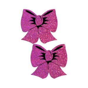 Alternative view of Pastease Bow: Hot Pink Glitter Bows Nipple Pasties