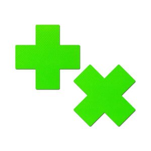 Alternative view of Pastease Plus X: Neon Green Day-Glow Lycra Cross Nipple Pasties
