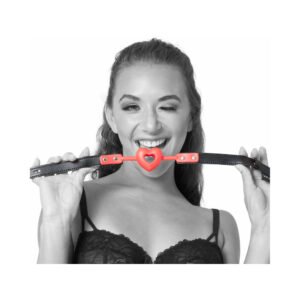 Sportsheets Sex & Mischief Amor Breathable Heart-Shaped Silicone Ball Gag Red - Image 3