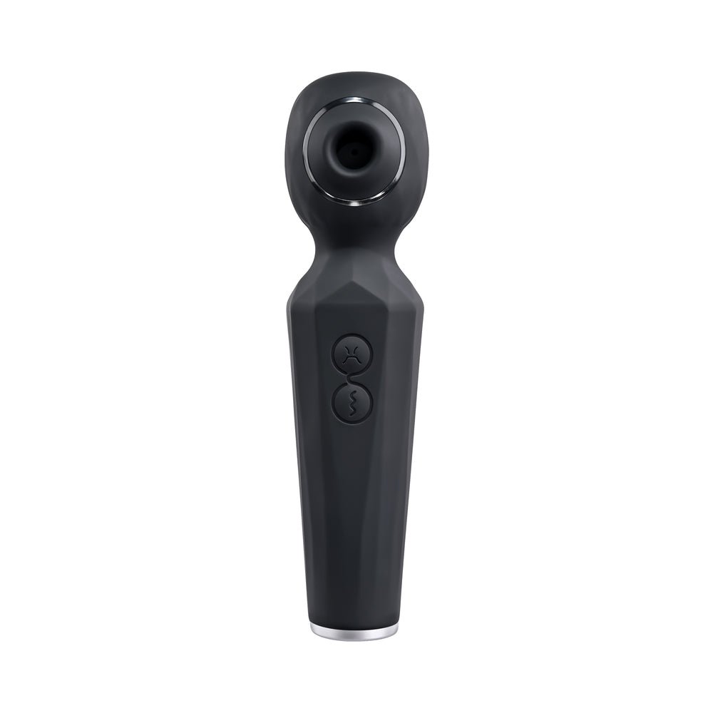 Evolved Rainbow Sucker Light-Up Rechargeable Dual-Function Silicone Suction Wand Vibrator Black - Image 3