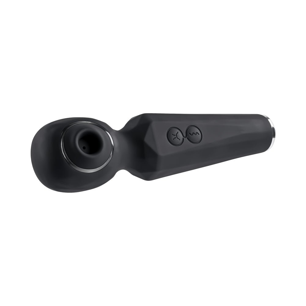Evolved Rainbow Sucker Light-Up Rechargeable Dual-Function Silicone Suction Wand Vibrator Black - Image 7