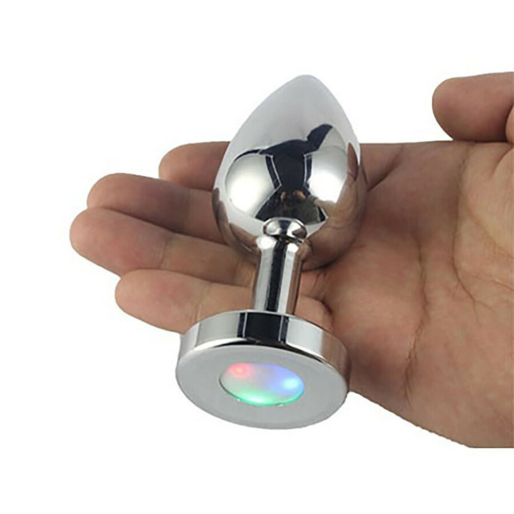 Ple''sur 3-Setting LED Light-Up Metal Anal Plug Small - Image 4