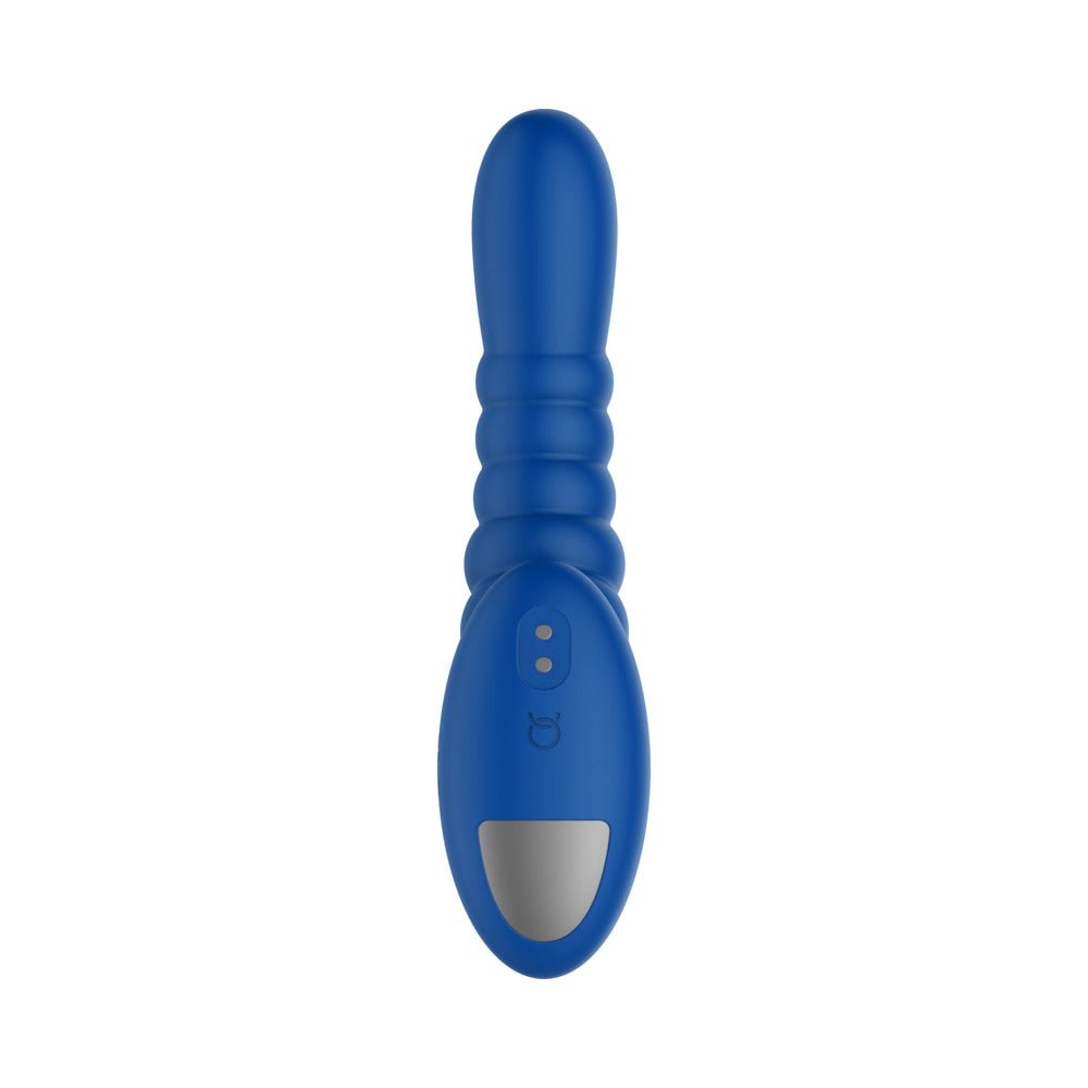 Forto Ribbed Pro Rechargeable Silicone Vibrating Anal Massager Blue - Image 6