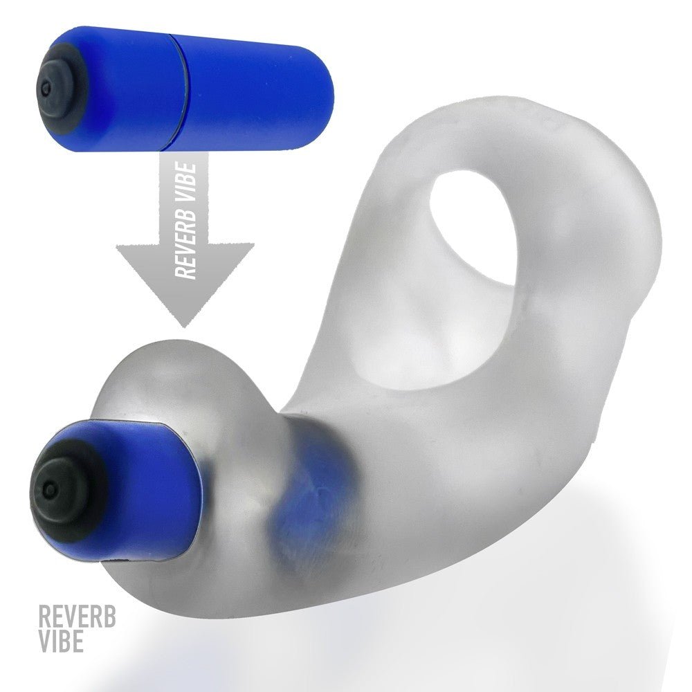 Hunkyjunk Buzzfuck Cock & Ball Sling with Taint Vibrator Clear Ice - Image 7