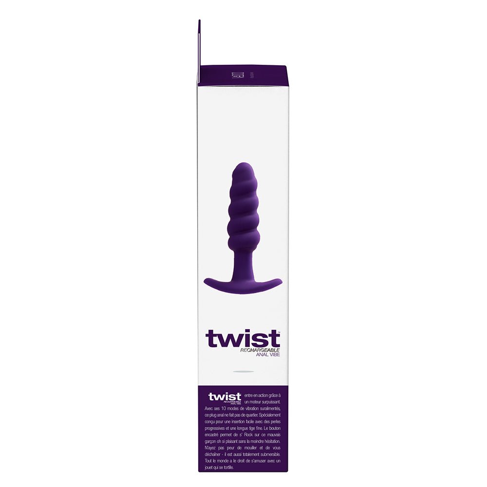 VeDO Twist Rechargeable Silicone Vibrating Anal Plug Purple - Image 6