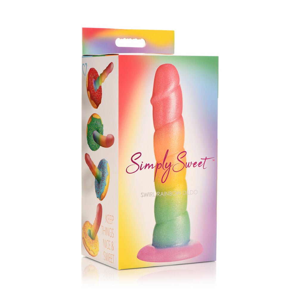 Simply Sweet Swirl 6.5 in. Silicone Dildo Rainbow - Image 2