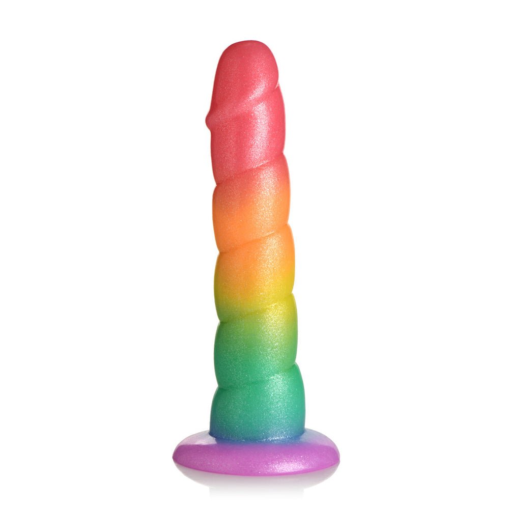 Simply Sweet Swirl 6.5 in. Silicone Dildo Rainbow - Image 3