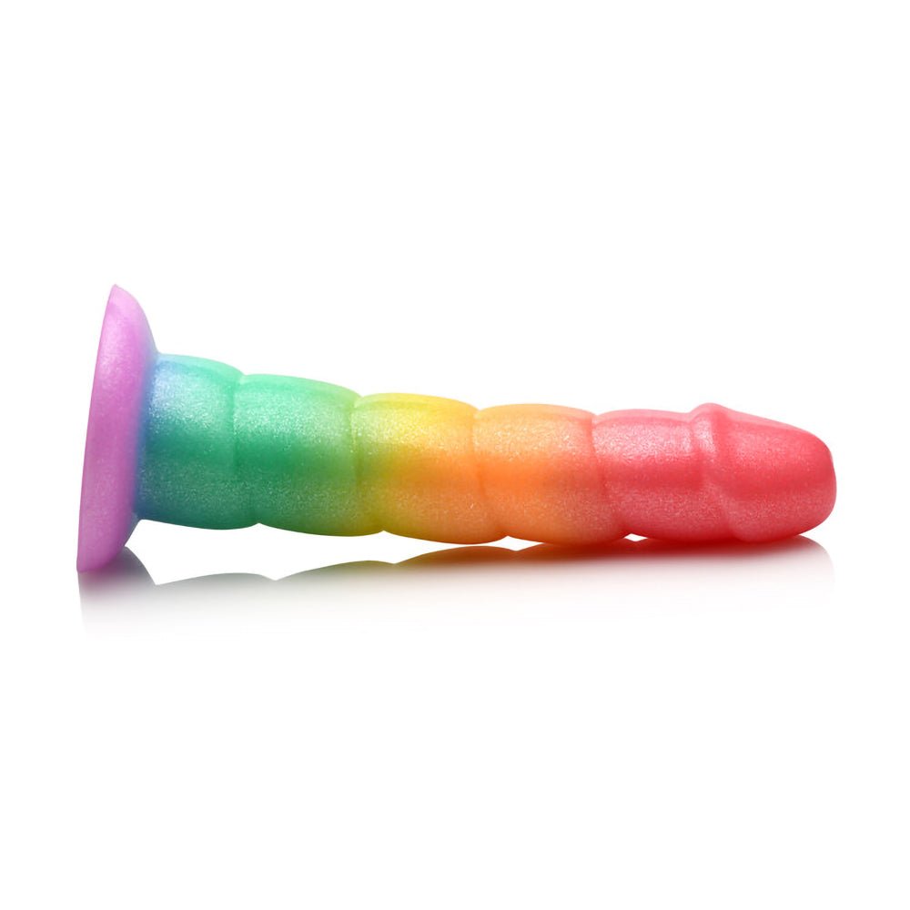 Simply Sweet Swirl 6.5 in. Silicone Dildo Rainbow - Image 4