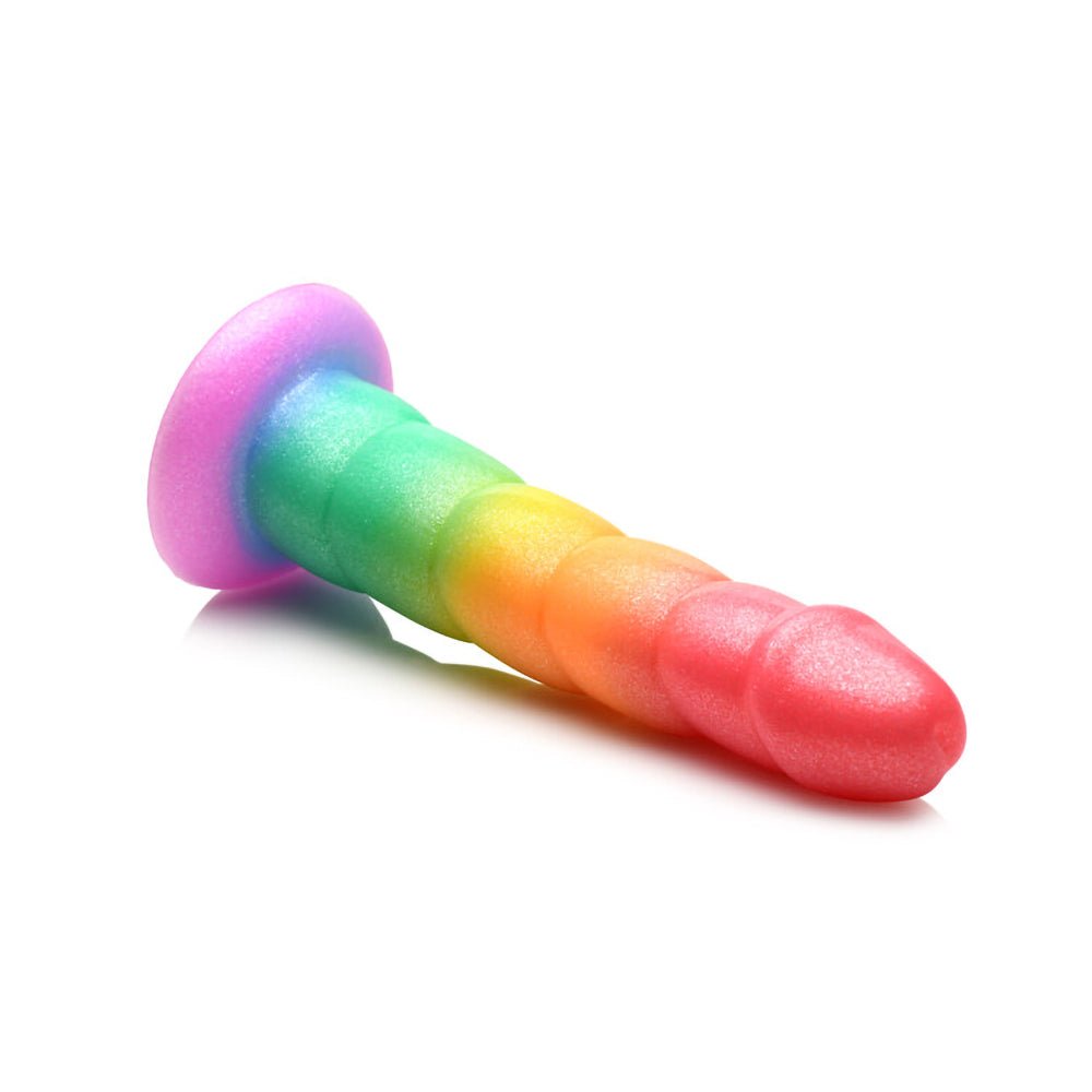Simply Sweet Swirl 6.5 in. Silicone Dildo Rainbow - Image 5