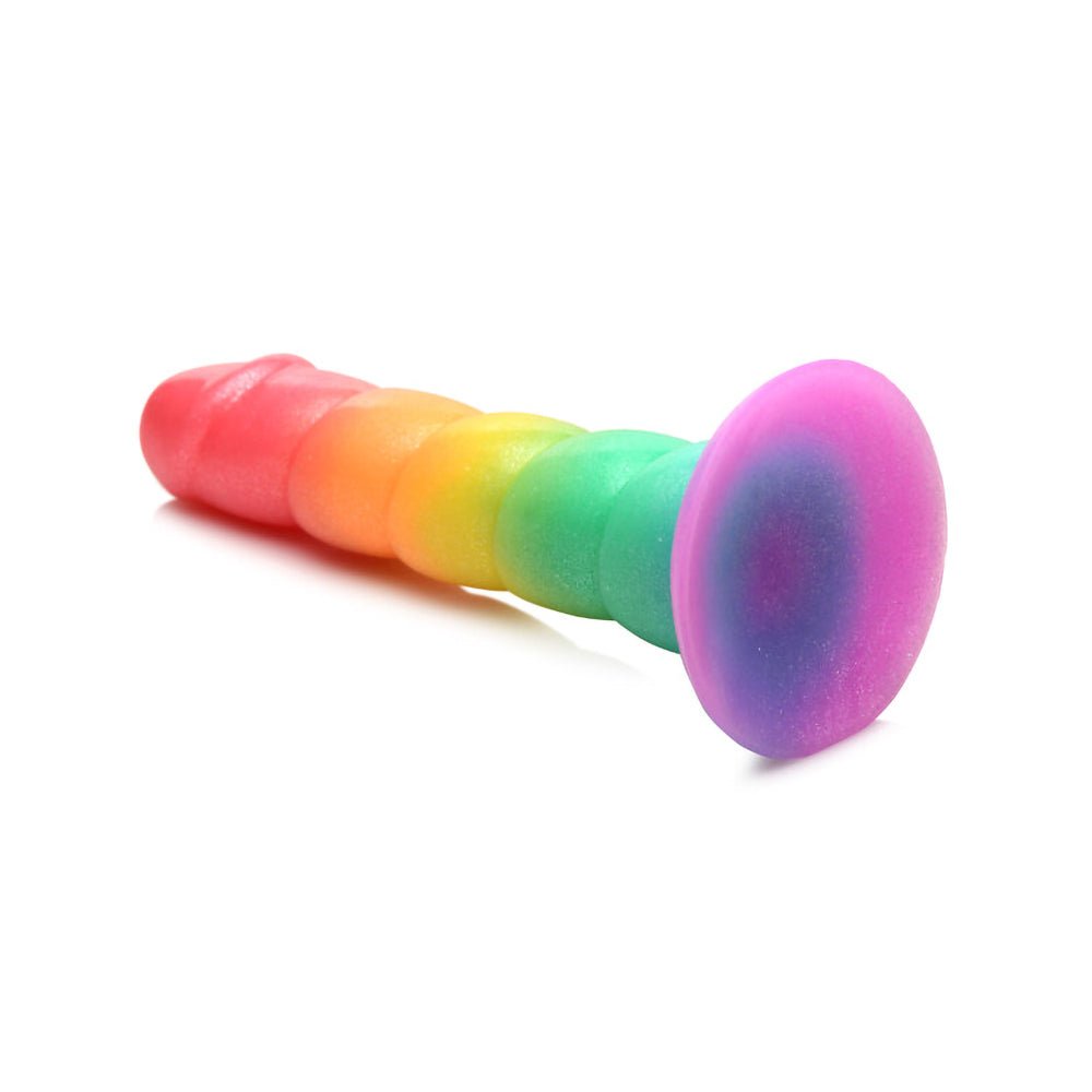 Simply Sweet Swirl 6.5 in. Silicone Dildo Rainbow - Image 6