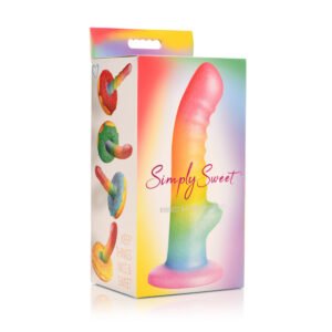 Alternative view of Simply Sweet Ribbed 6.5 in. Silicone Dildo Rainbow
