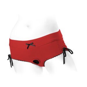 Alternative view of SpareParts Sasha Cinch Booty Short Harness Red/Black Size XS