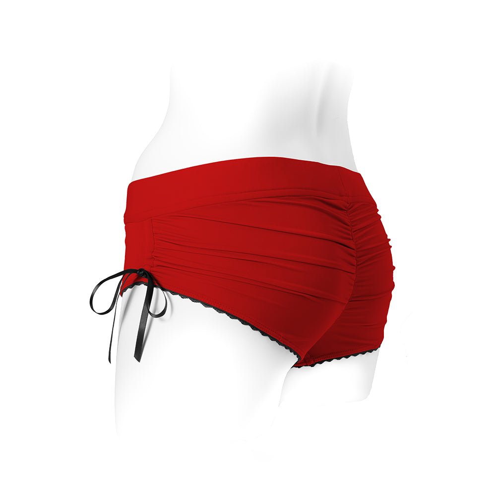 SpareParts Sasha Cinch Booty Short Harness Red/Black Size S - Image 4