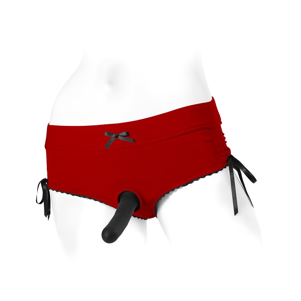SpareParts Sasha Cinch Booty Short Harness Red/Black Size S - Image 9