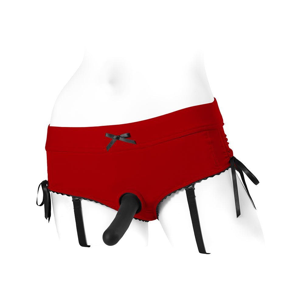 SpareParts Sasha Cinch Booty Short Harness Red/Black Size S - Image 10