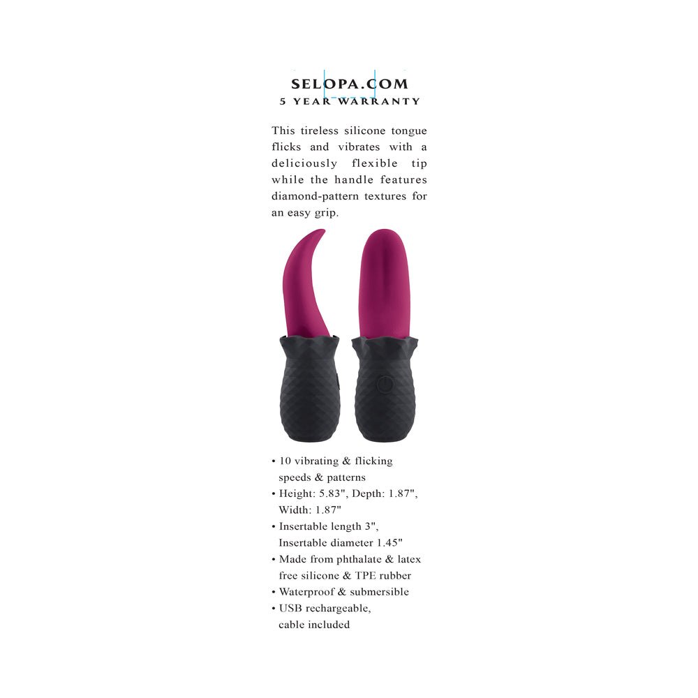 Selopa Tongue Teaser Vibe Rechargeable Silicone Pink Black - Image 9