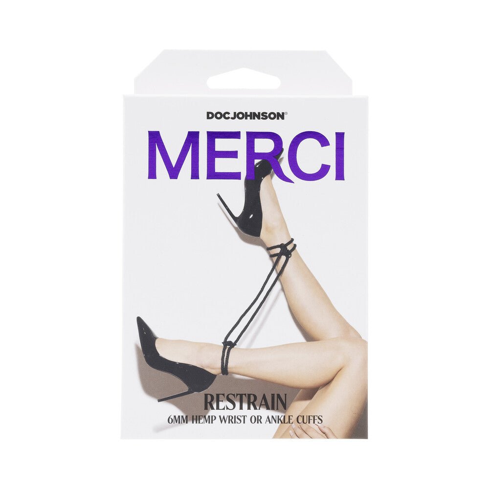 Merci Restrain 6mm Hemp Wrist or Ankle Cuffs Black - Image 6