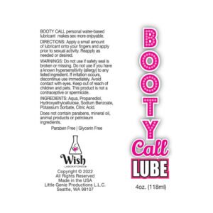 Alternative view of Booty Call Water-Based Lubricant 4 oz.