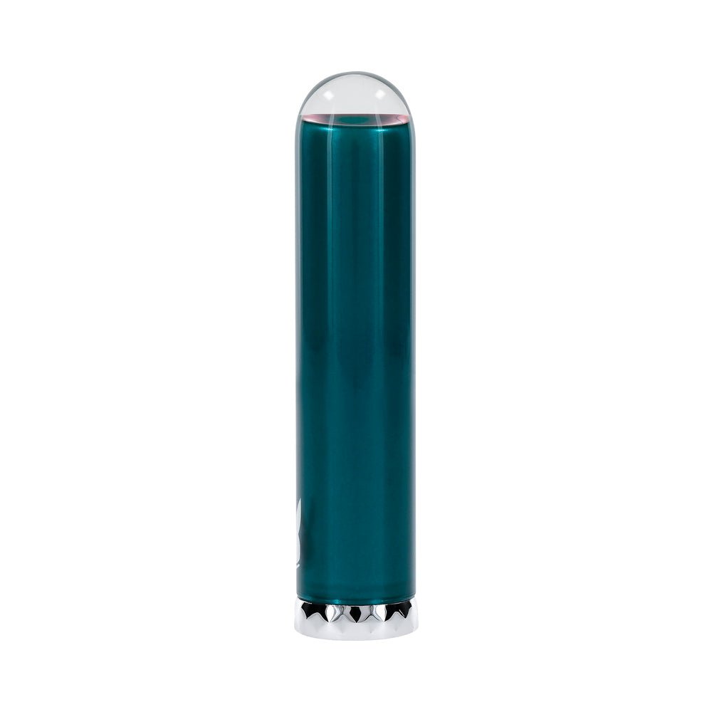 Playboy Emerald Rechargeable Vibrating Glass Mini Vibe Deep Teal - Image 3