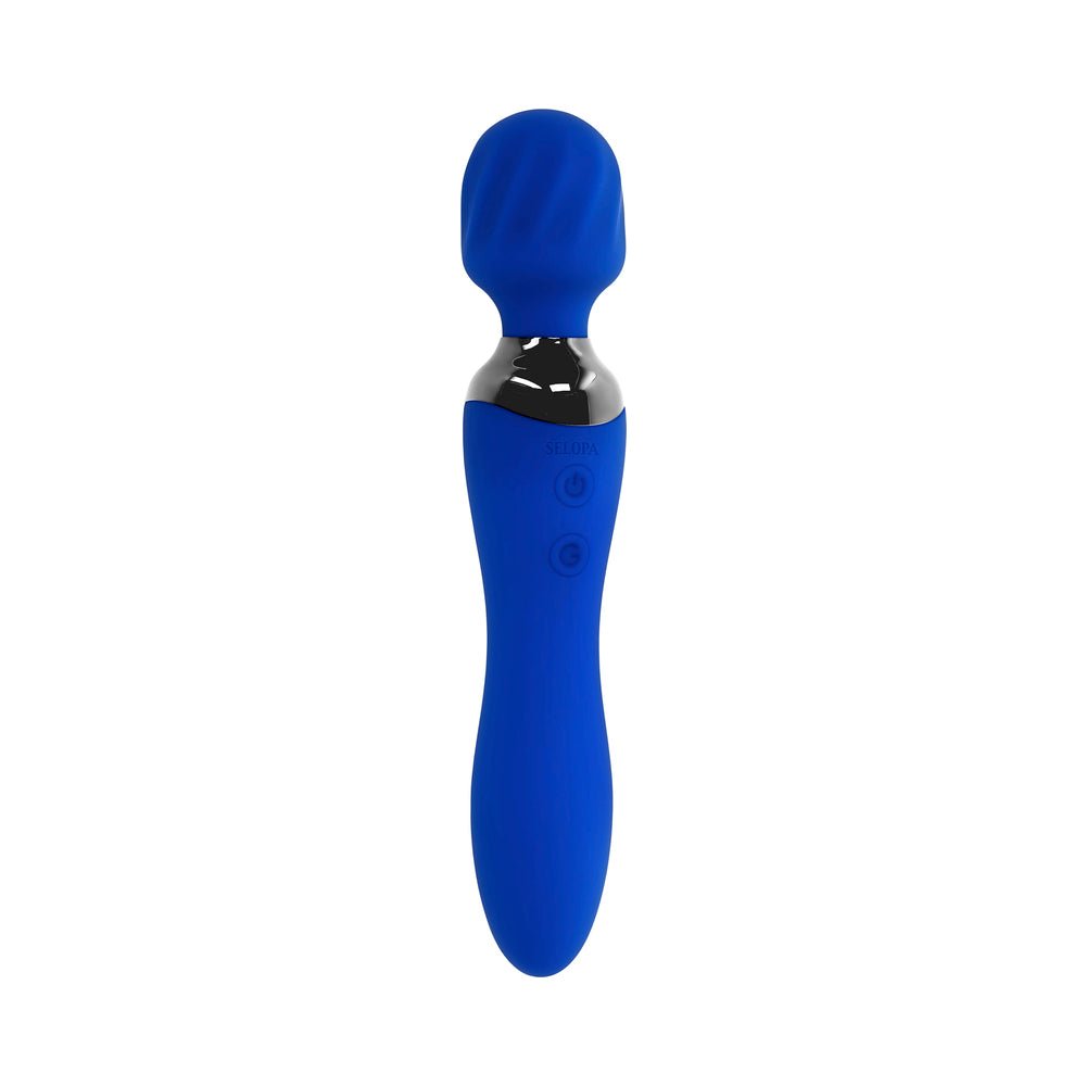 Selopa Blue Belle Rechargeable Dual-Ended Wand Vibrator Silicone Blue - Image 3