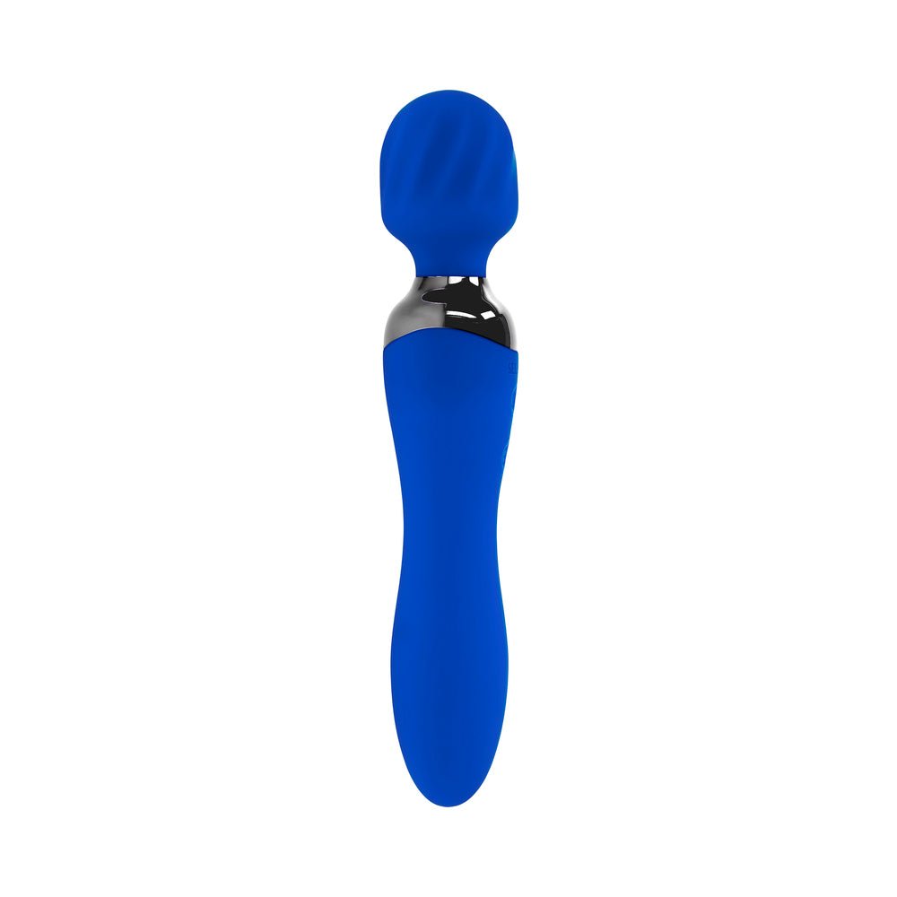 Selopa Blue Belle Rechargeable Dual-Ended Wand Vibrator Silicone Blue - Image 4