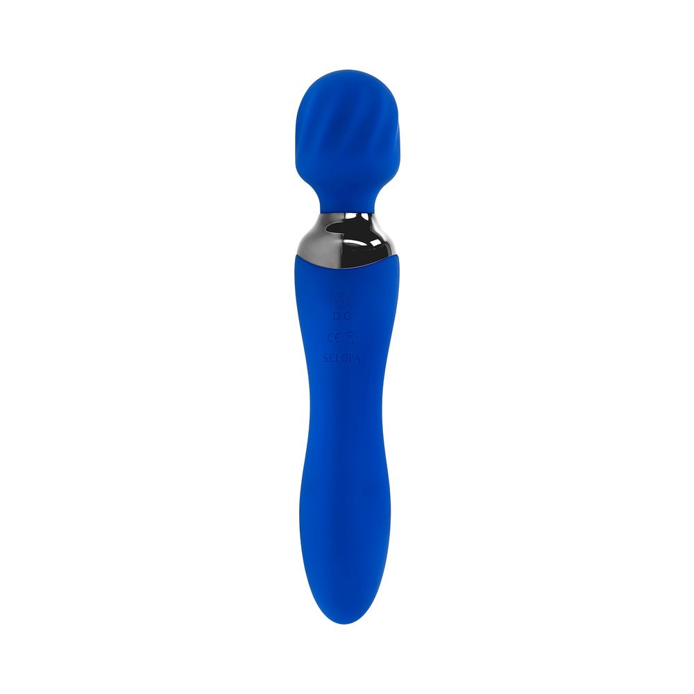Selopa Blue Belle Rechargeable Dual-Ended Wand Vibrator Silicone Blue - Image 5