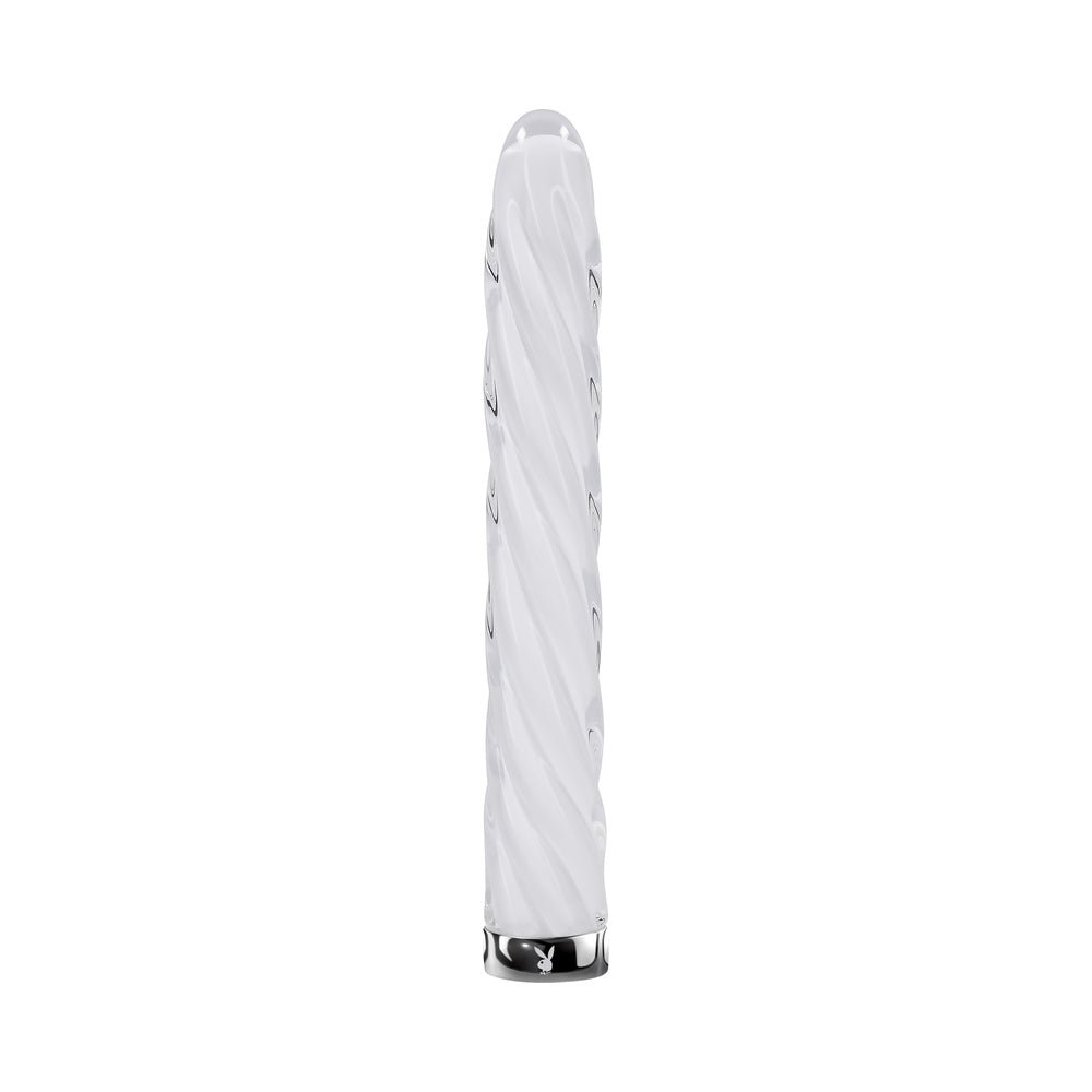 Playboy In A Twist Rechargeable Glass Vibrator White - Image 2