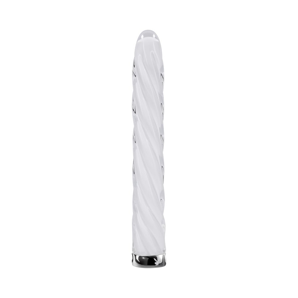 Playboy In A Twist Rechargeable Glass Vibrator White - Image 3