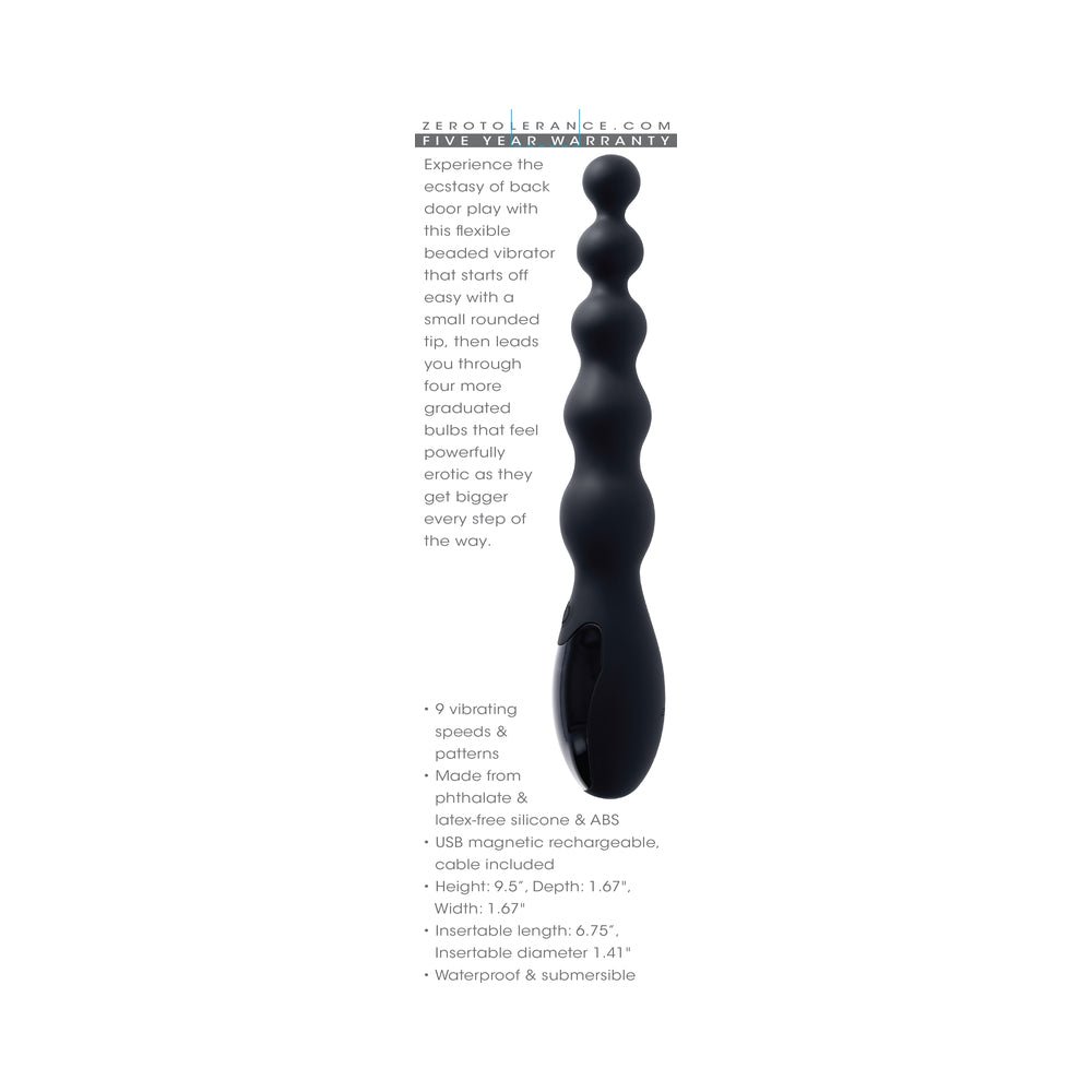Zero Tolerance Backdoor Baton Rechargeable Anal Vibrator Silicone Black - Image 9