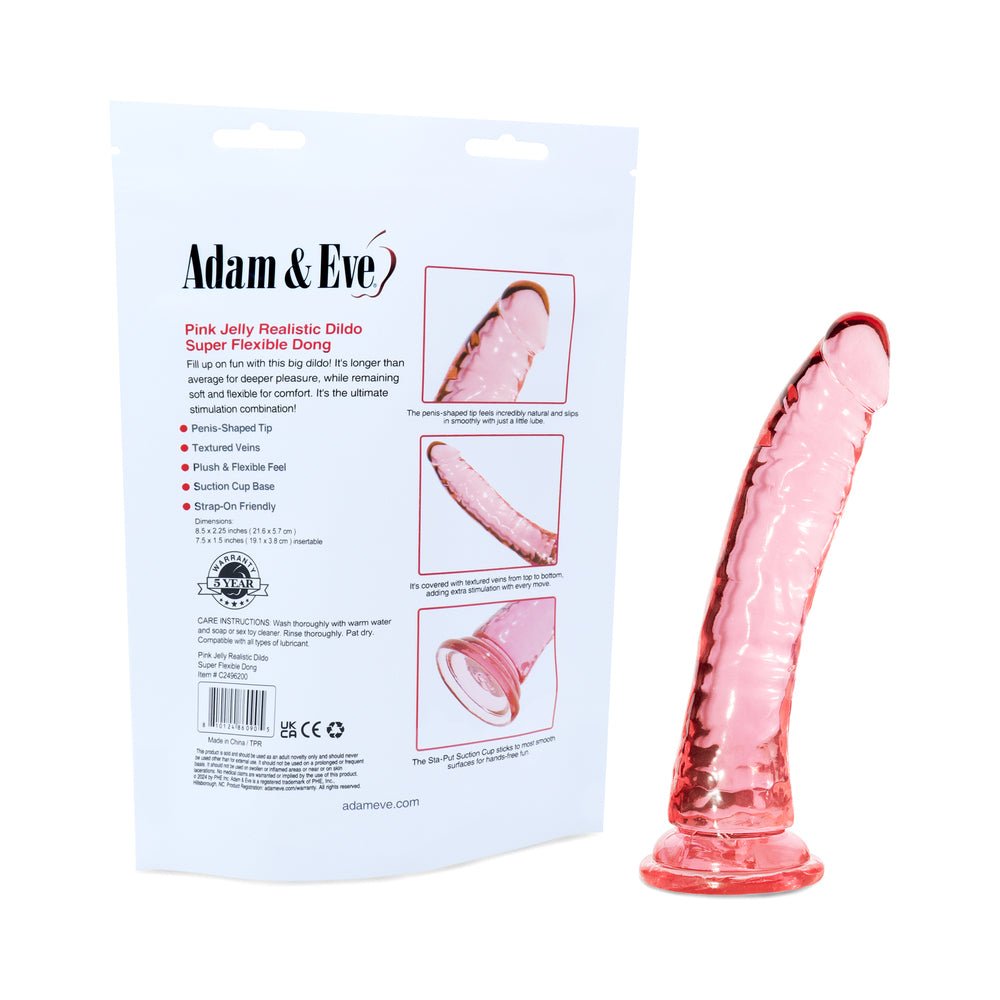 Adam & Eve Pink Jelly Realistic Dildo - Image 6