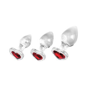 Alternative view of Adam & Eve Red Heart Gem Glass Plug Set