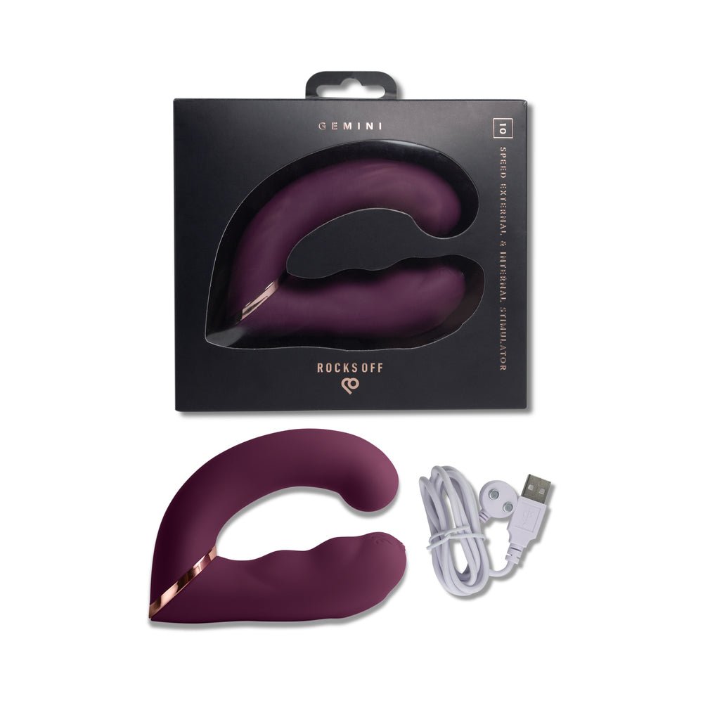 Rocks-Off Gemini Dual Stimulator Burgundy