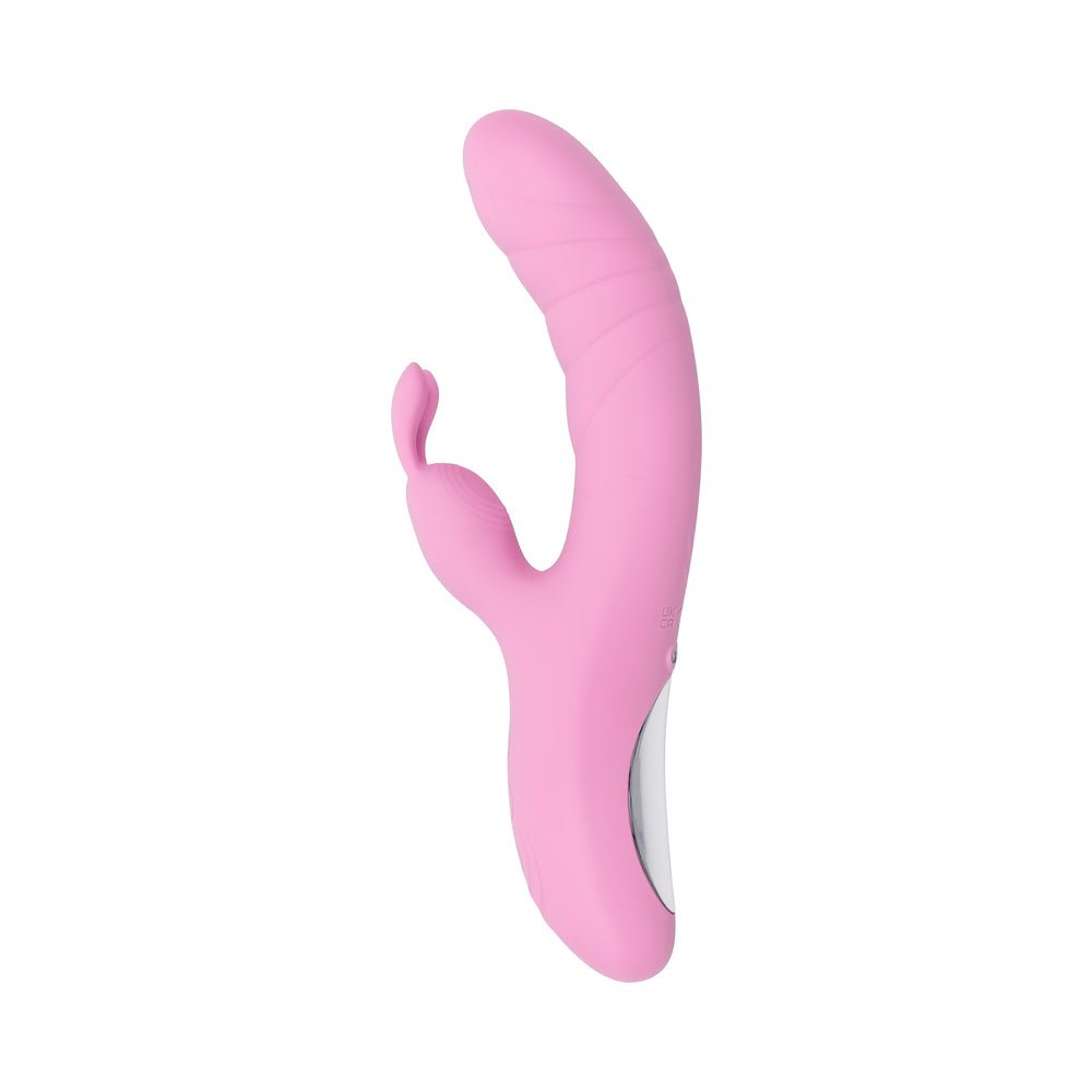 Playboy Rub Me Right Rechargeable Thrusting Dual Stimulator Silicone Pink Petal - Image 3