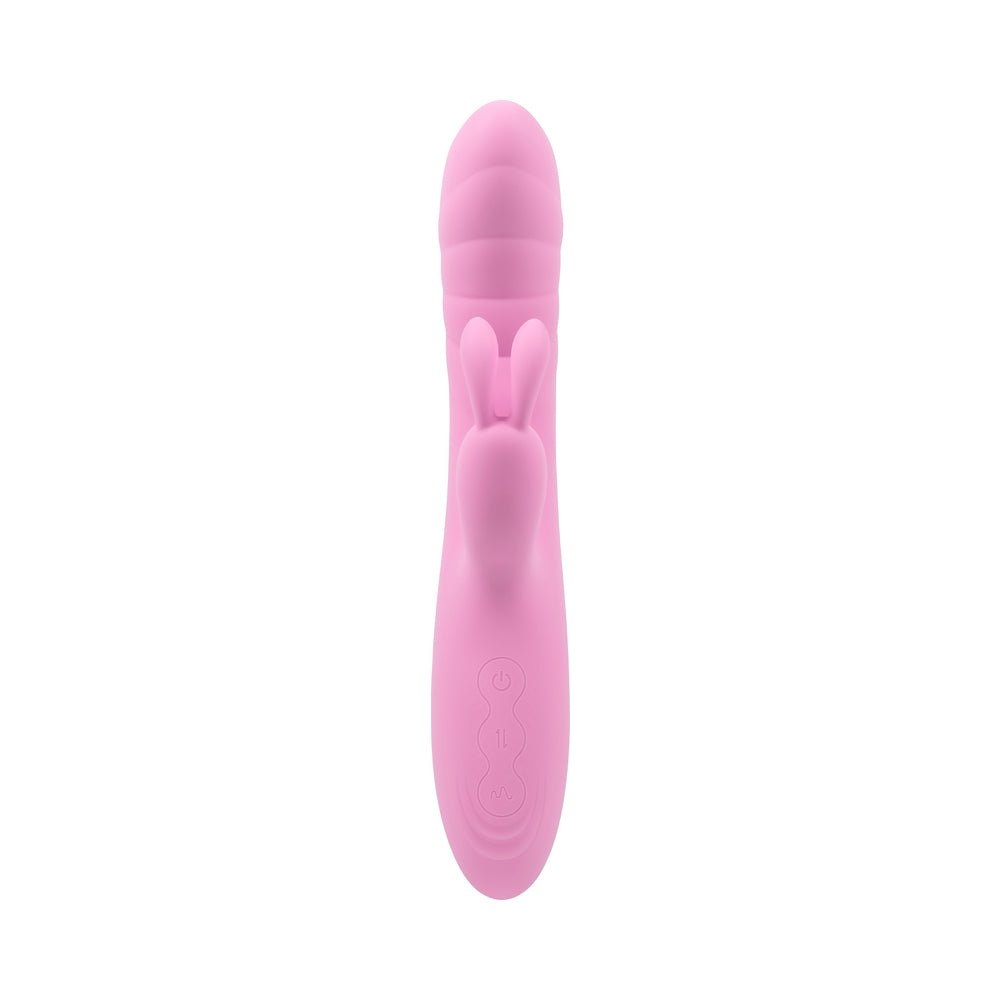 Playboy Rub Me Right Rechargeable Thrusting Dual Stimulator Silicone Pink Petal - Image 6