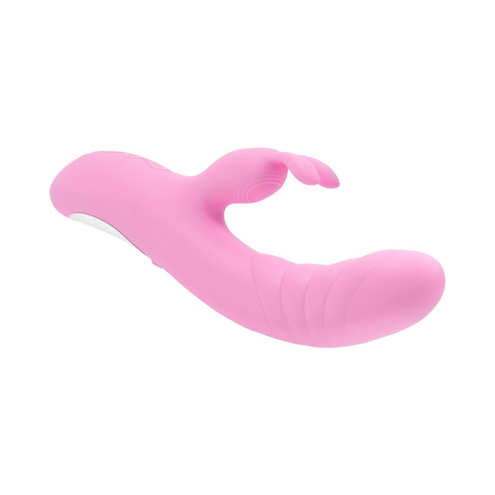 Playboy Rub Me Right Rechargeable Thrusting Dual Stimulator Silicone Pink Petal - Image 8