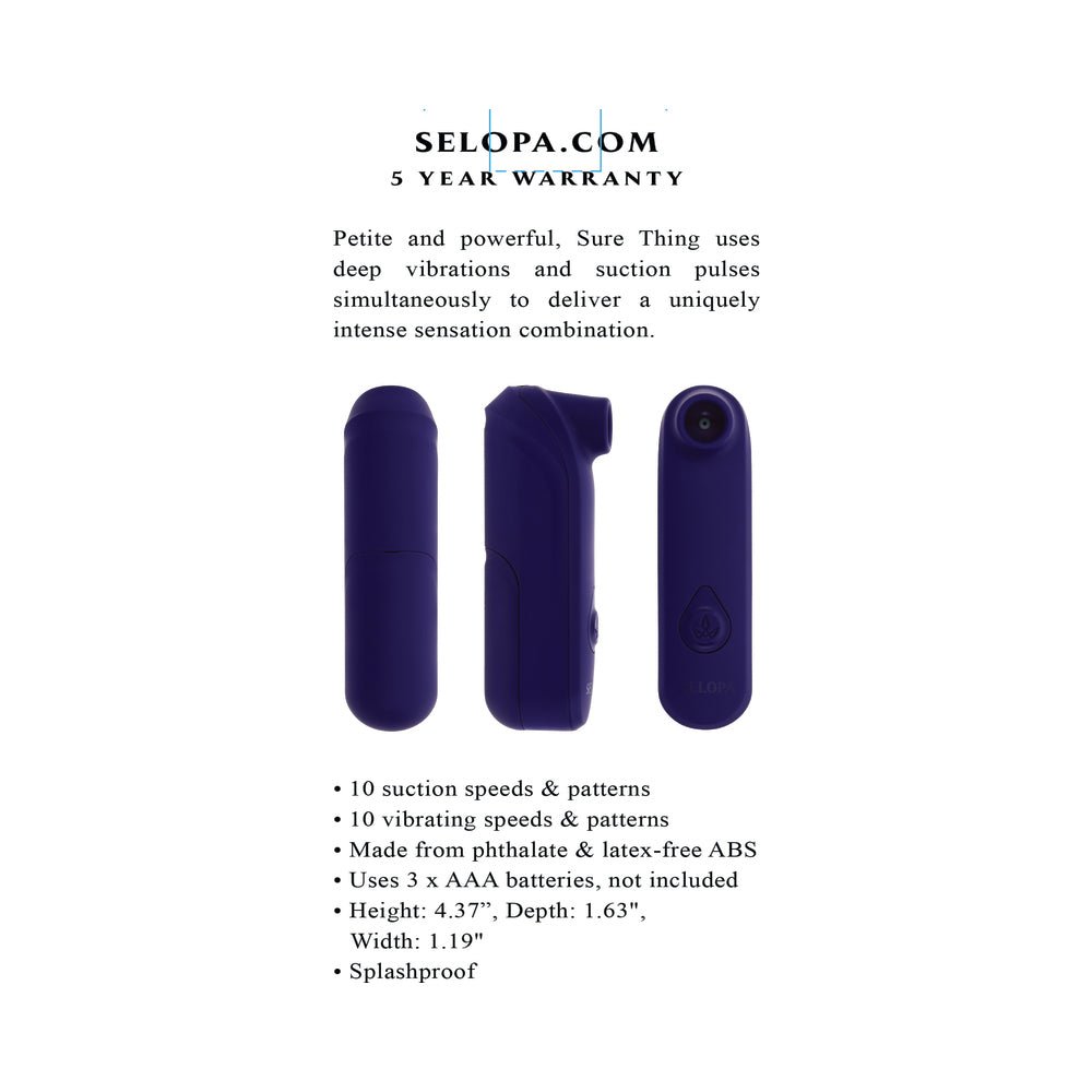 Selopa Sure Thing AAA Battery Vibrating Suction Silicone Purple - Image 9