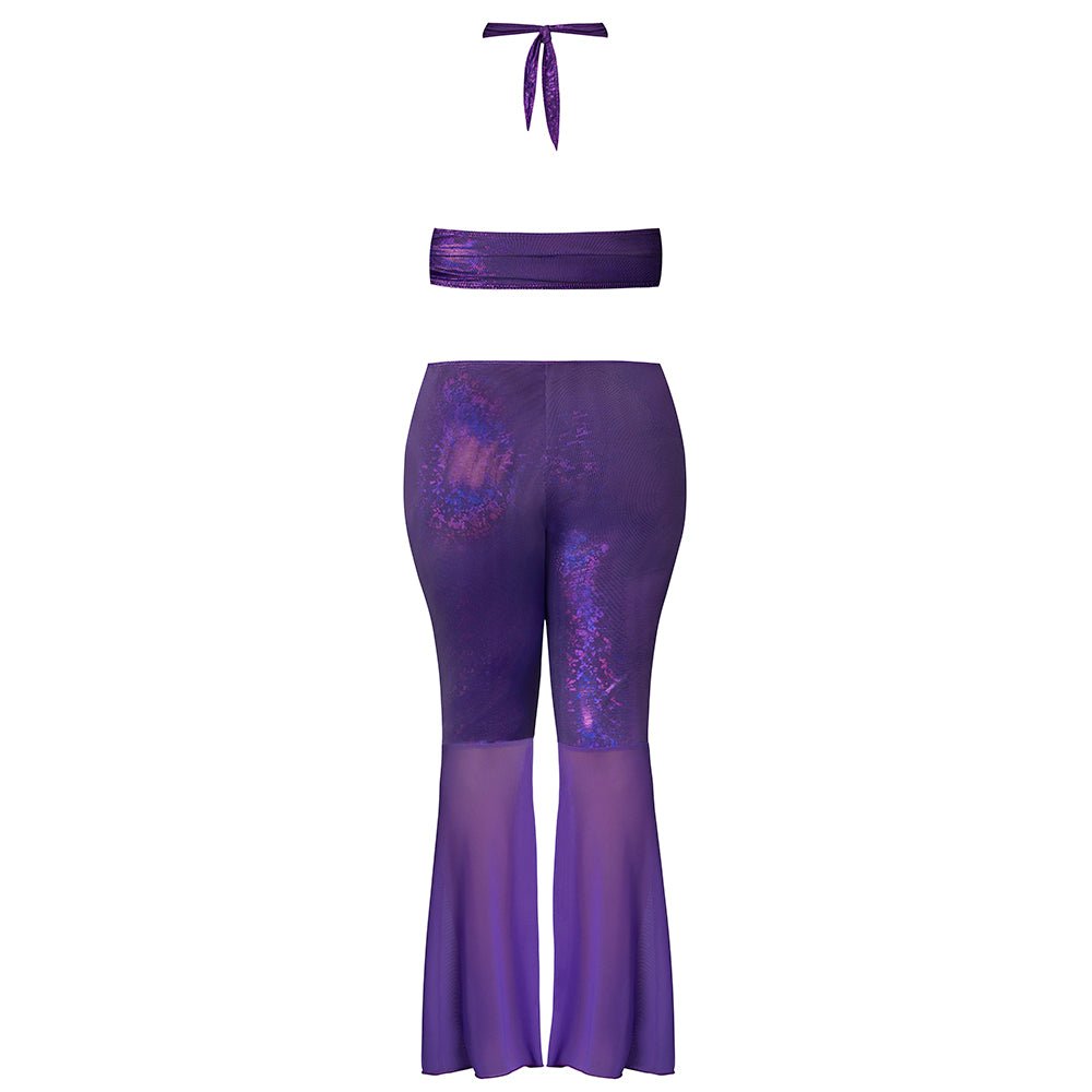 Magic Silk Glimmer Wrap Halter & Flair Pant Set Purple Disco S/M - Image 8