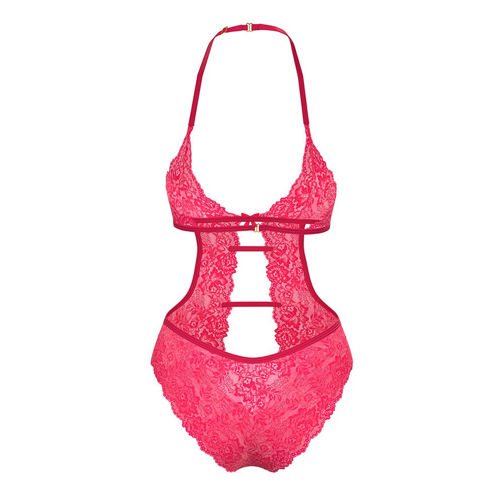 Magic Silk Get It Girl Halter Teddy with Snap Crotch Diva Pink Queen Size - Image 6