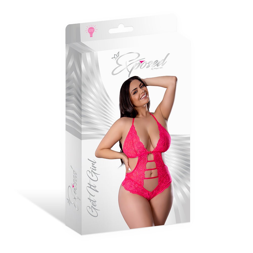 Magic Silk Get It Girl Halter Teddy with Snap Crotch Diva Pink Queen Size - Image 7
