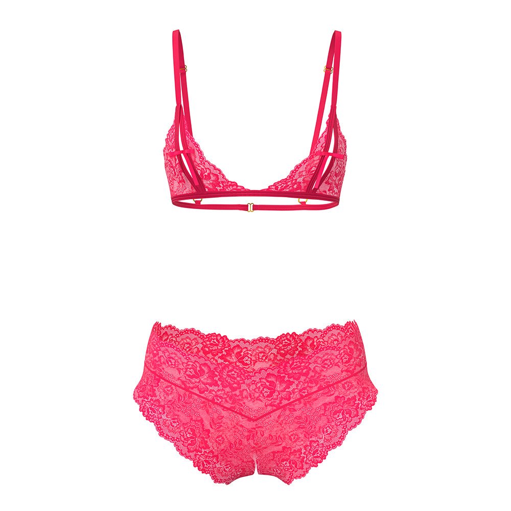Magic Silk Get It Girl Peek-a-Boo Bralette & Split Crotch Boy Short Diva Pink Queen Size - Image 4