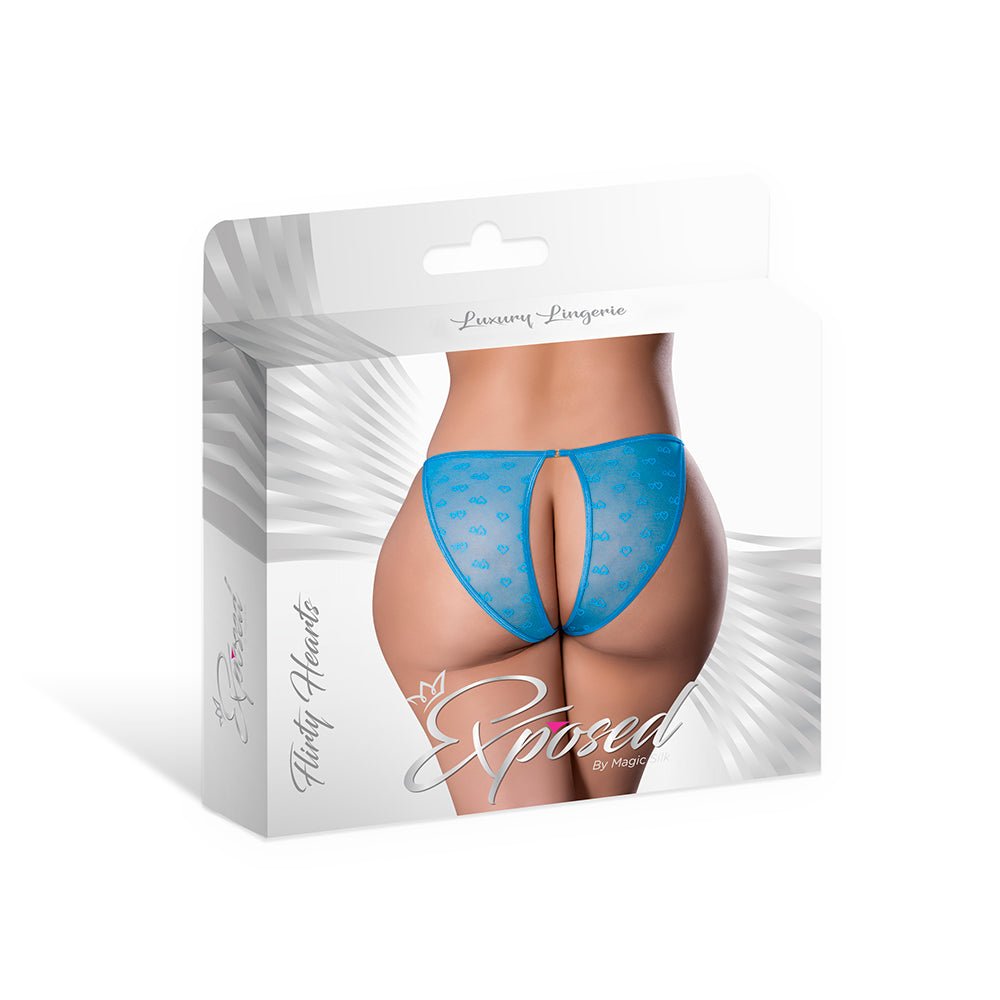 Magic Silk Flirty Hearts Open Back Panty Blue Sugar Queen Size - Image 3