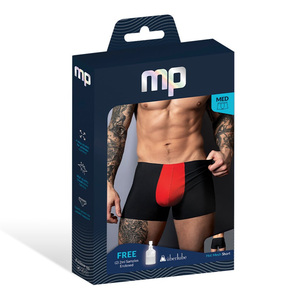 Male Power Hot Mesh Pouch Short Black/Red M - Image 6