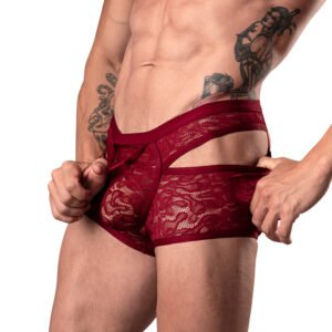 Alternative view of Male Power Lucifer Cutout Short Burgundy XL