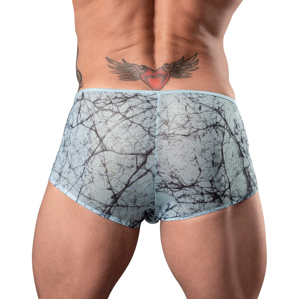 Male Power Marble Mesh Micro Mini Short Silver Blue L - Image 3