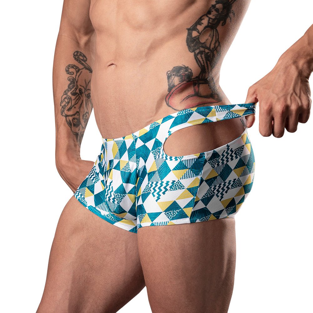 Male Power Cut It Out! Cutout Mini Short Blue/White M - Image 2